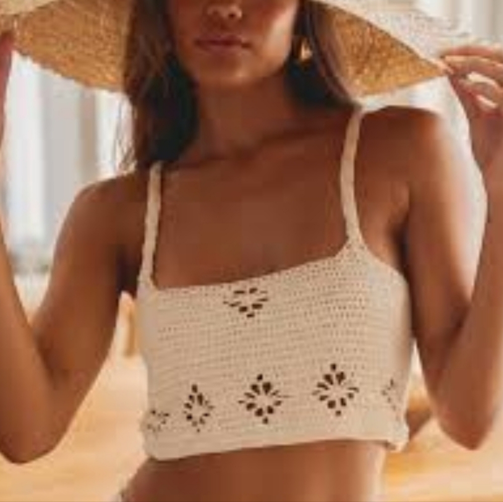 Free People Crochet Boho Top Knit Crop Free People Bohemian Festival Knit
